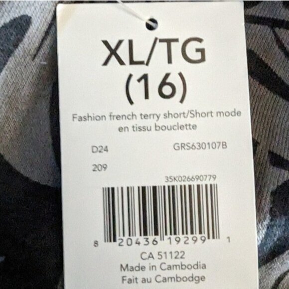 Youth shorts, soft French Terry cotton, gray and black  sz 16 youth NWT - Picture 3 of 4